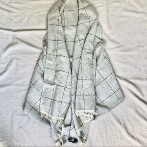 Express plaid gray sweater shawl